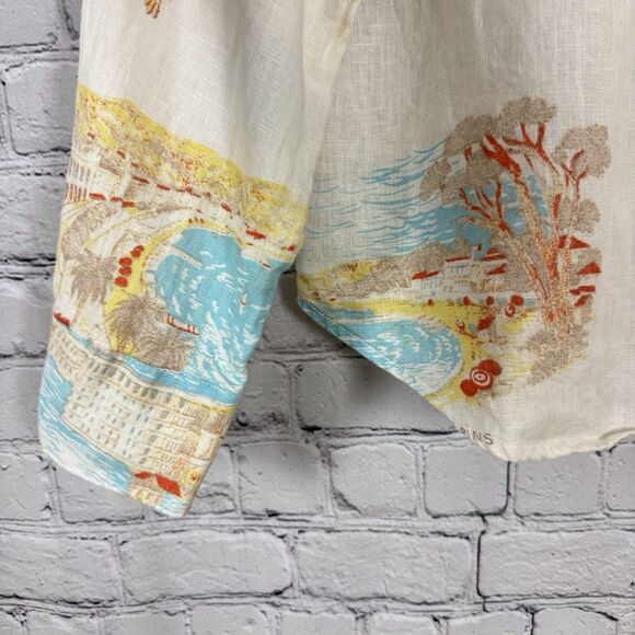 Calypso St Barth Linen Button Up Shirt Top Womens L Vacation Destination Coastal - Picture 6 of 9